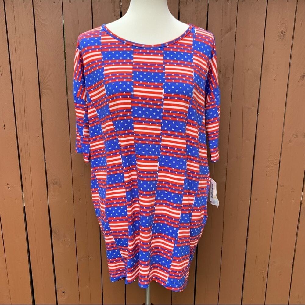 LulaRoe | NWT Size Small American Flag Irma Top - Picture 4 of 8
